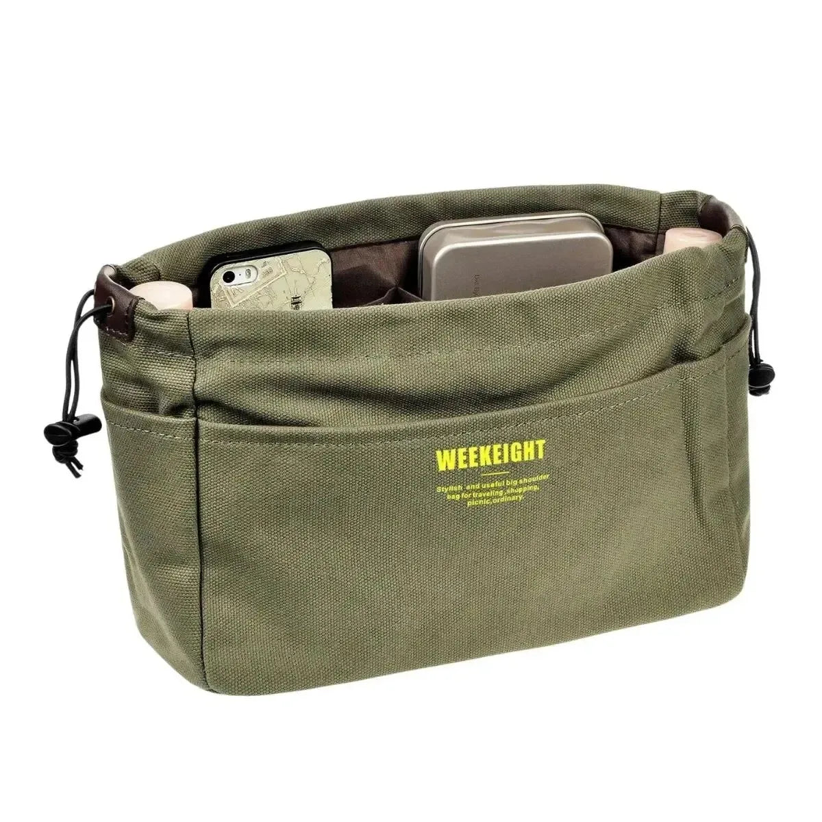 Drawstring Canvas Travel Organizer with Multiple Pockets