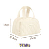 A white quilted PU leather insulated lunch tote bag shown from the top view.