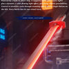 A red glowing sword with a blade that emits light and spark effects.
