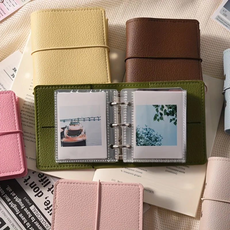 Mini Faux Leather Photo Album with 50 Transparent Pages