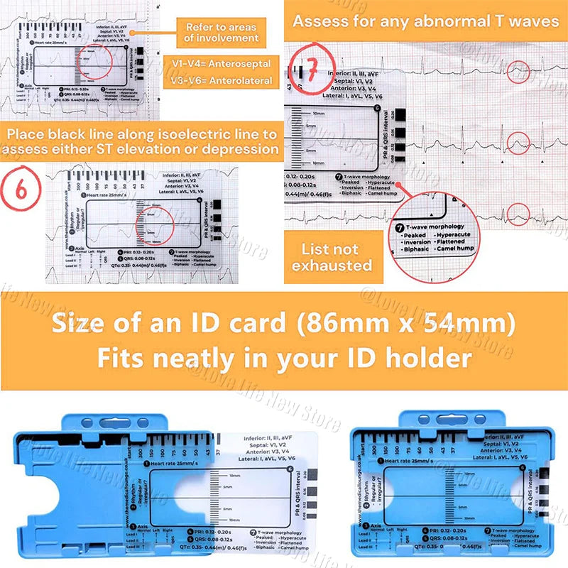 ECG 7-Step Interpretation Ruler Card