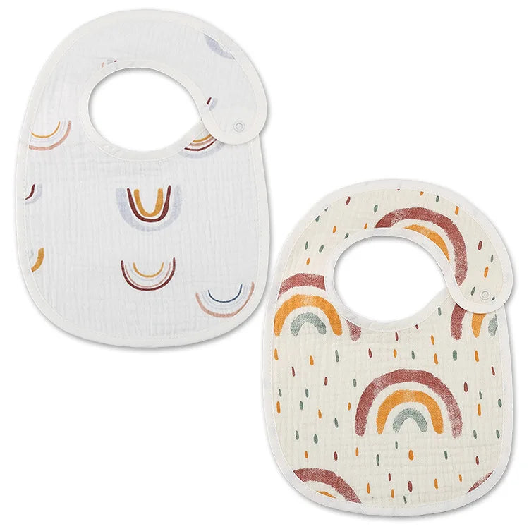 Soft Cotton Baby Bibs with Waterproof Backing – Set of 2