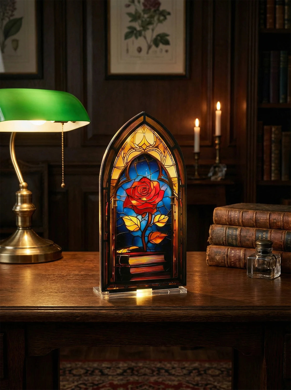 Acrylic Rose Gothic Arch Bookend for Bookshelf Decor