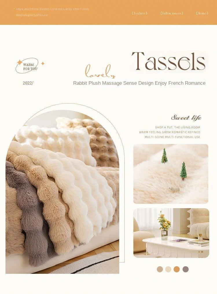 Plush Rabbit-Feel Sofa Cover with Anti-Slip Backing