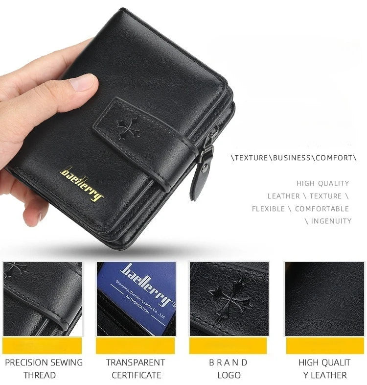 Vintage PU Leather Zipper Wallet for Men
