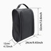 Black breathable oxford cloth shoe storage bag shown from the top view with dimensions.