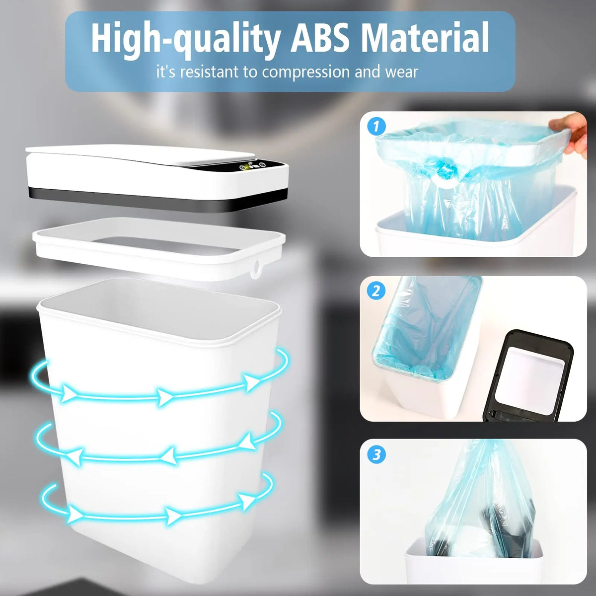 Touchless Motion Sensor Trash Can with Auto-Open Lid