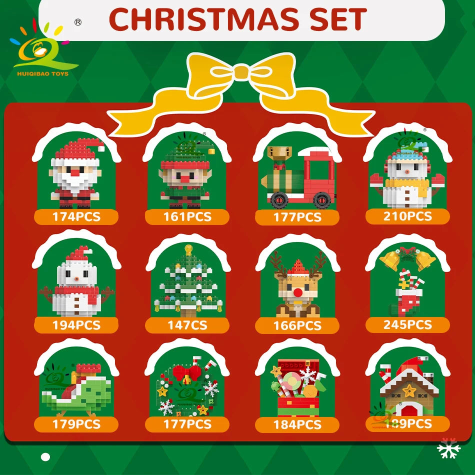 Mini Christmas Tree Building Block Set with Santa, Snowman & Elk