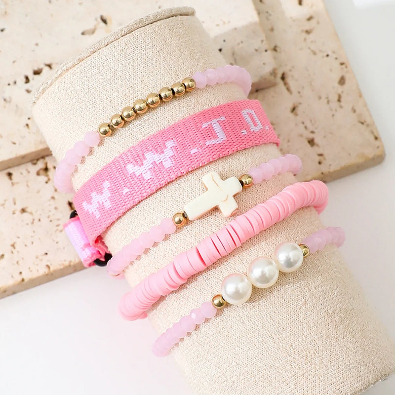 Handwoven WWJD Beaded Bracelet Set