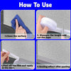 Four steps showing how to use silicone weather stripping seal tape for doors and windows.