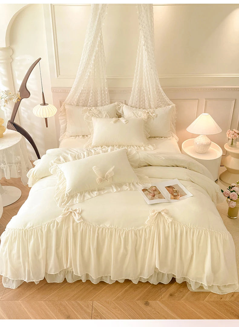 Princess Chiffon Duvet Cover with Romantic Ruffles