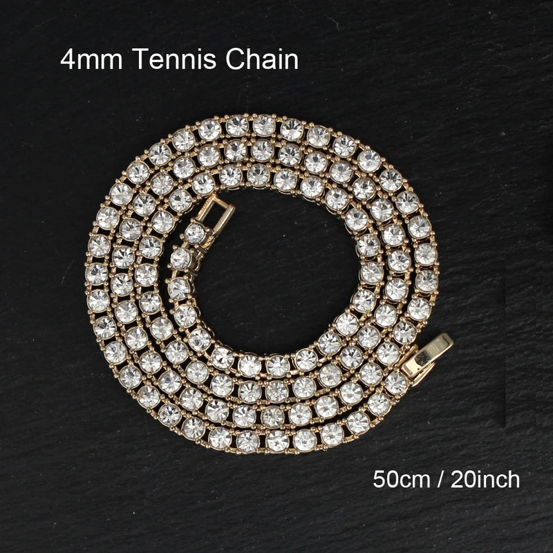 Iced-Out Cross Pendant Necklace with Tennis Chain