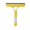 Yellow window cleaning squeegee with a spray bottle and microfiber cloth