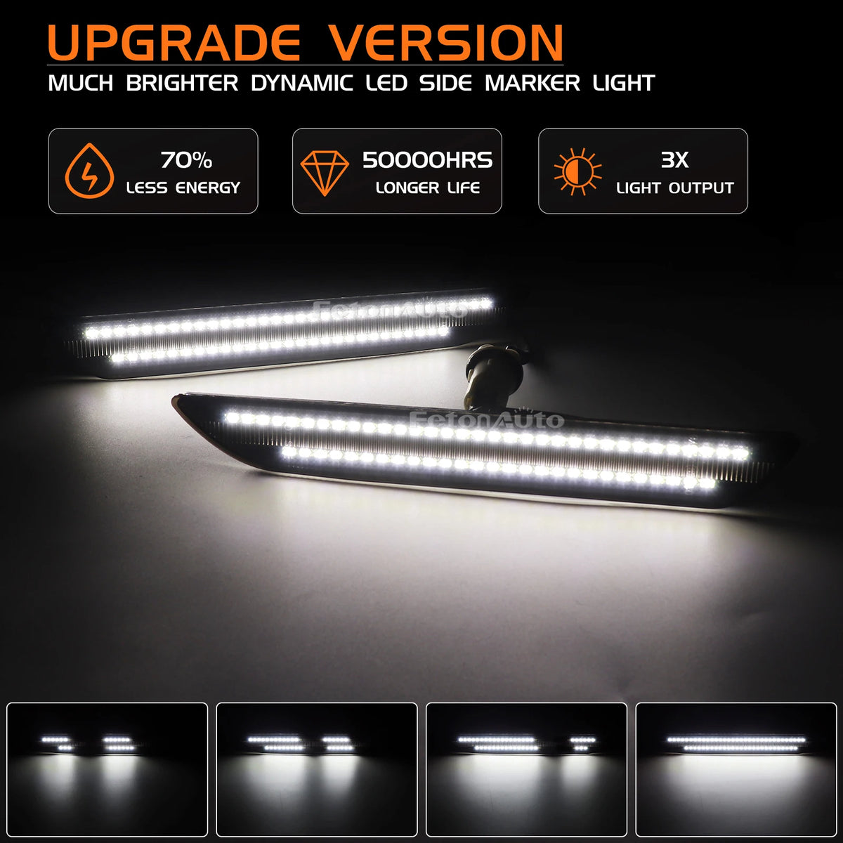 Dynamic LED Side Marker Lights for Ford Mustang 2015-2023