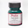 A bottle of Angelus Dark Green acrylic leather paint for DIY projects.