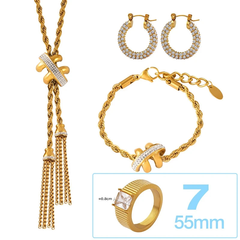 Ensemble de bijoux en chaîne torsadée avec cristaux