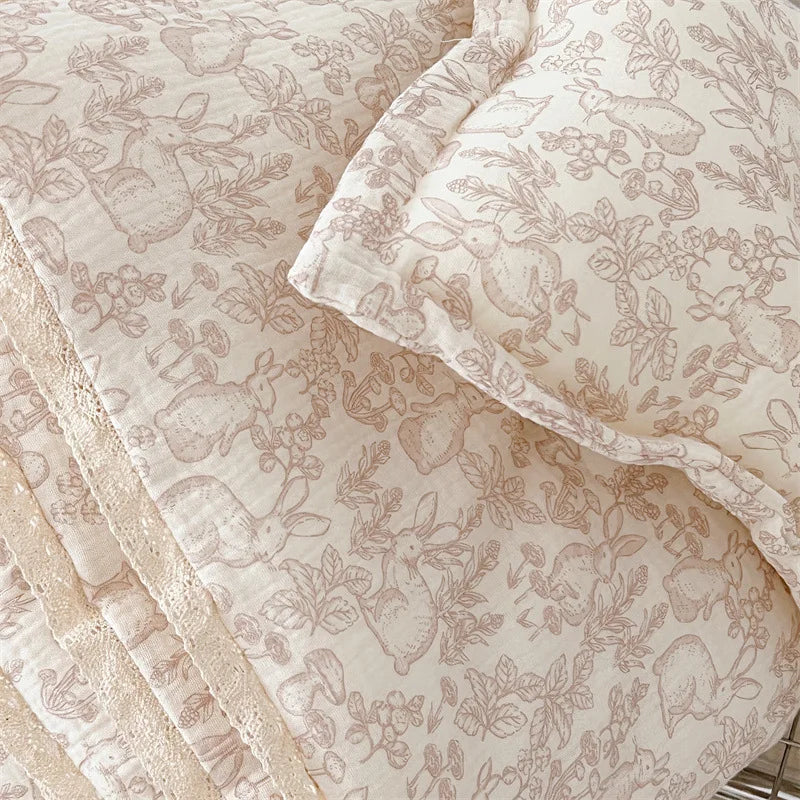 Vintage Floral Cotton Muslin Baby Quilt