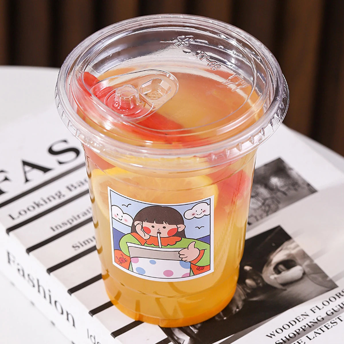 Clear Disposable Plastic Cups with Lids for Iced Drinks