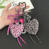 Leopard Print Plush Keychain with Woven Rope