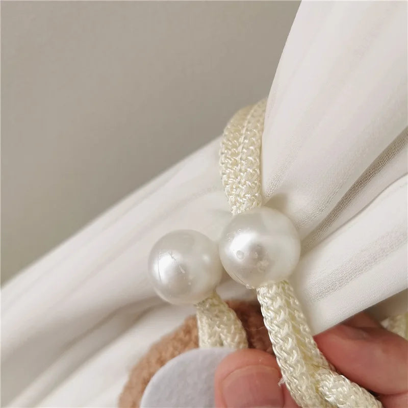 Plush Heart-Shaped Curtain Tiebacks with Beaded Accents