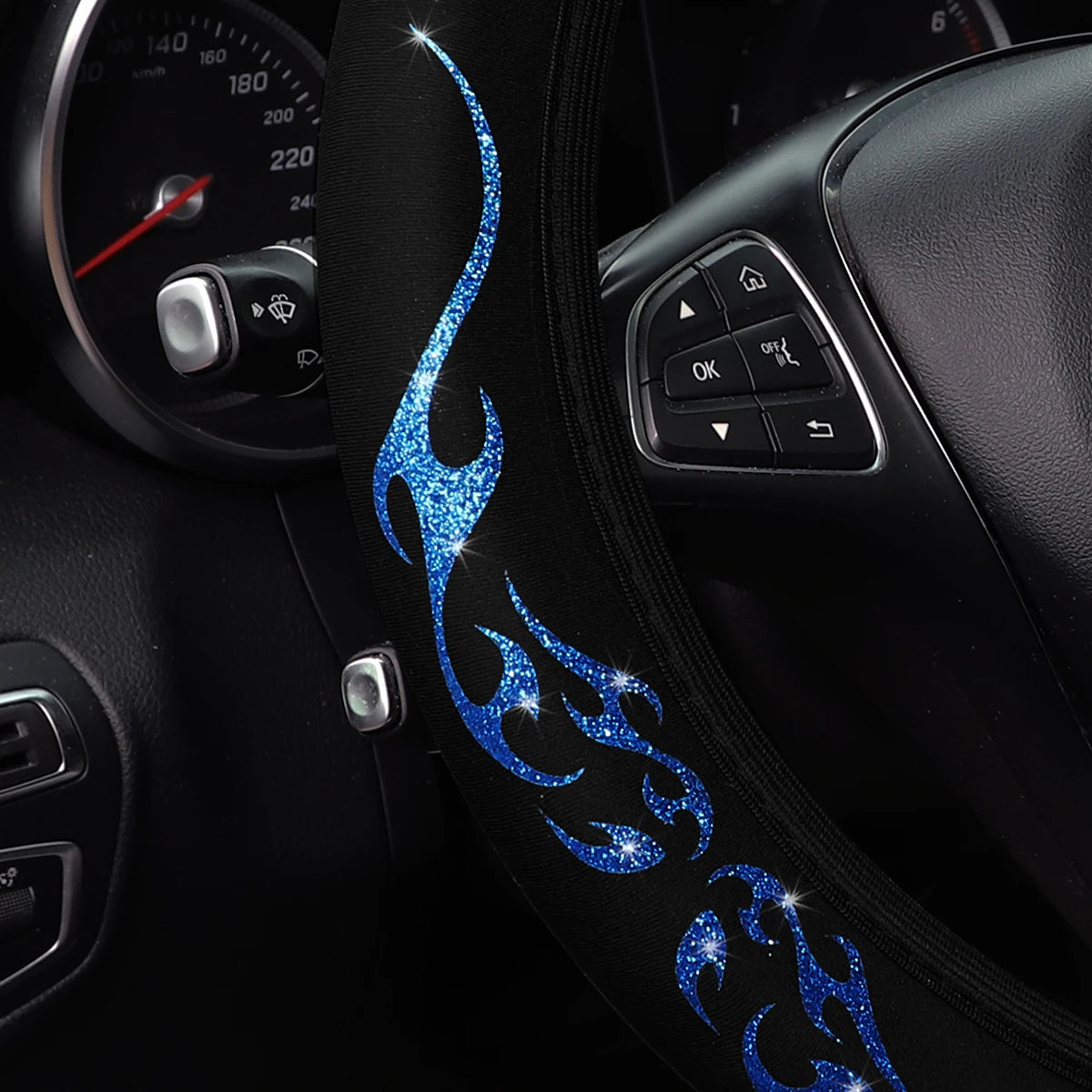 Flame Totem Fabric Steering Wheel Cover (Fits 14.5-15 Inch)