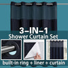 Dotted Waffle Weave Shower Curtain with Snap-In Liner