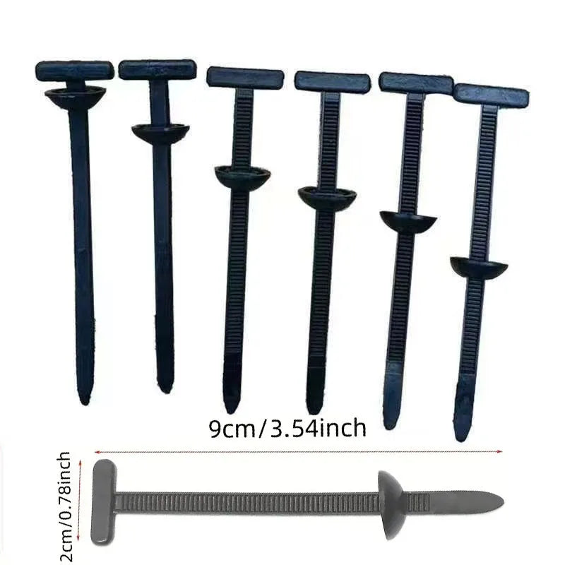 Self-Locking T Rivet Cable Ties for Auto Repair and Garage Organization