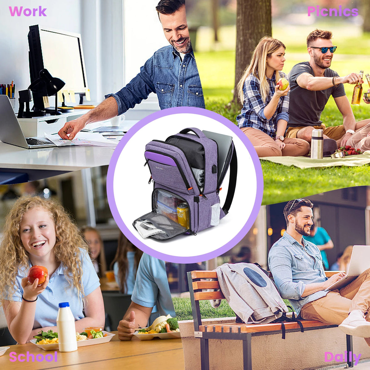 Insulated Lunch Cooler Backpack with Water-Resistant Design