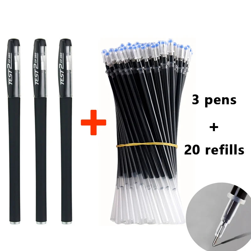 Smooth 0.5mm Gel Pen Set with Refills (Black, Blue, Red)