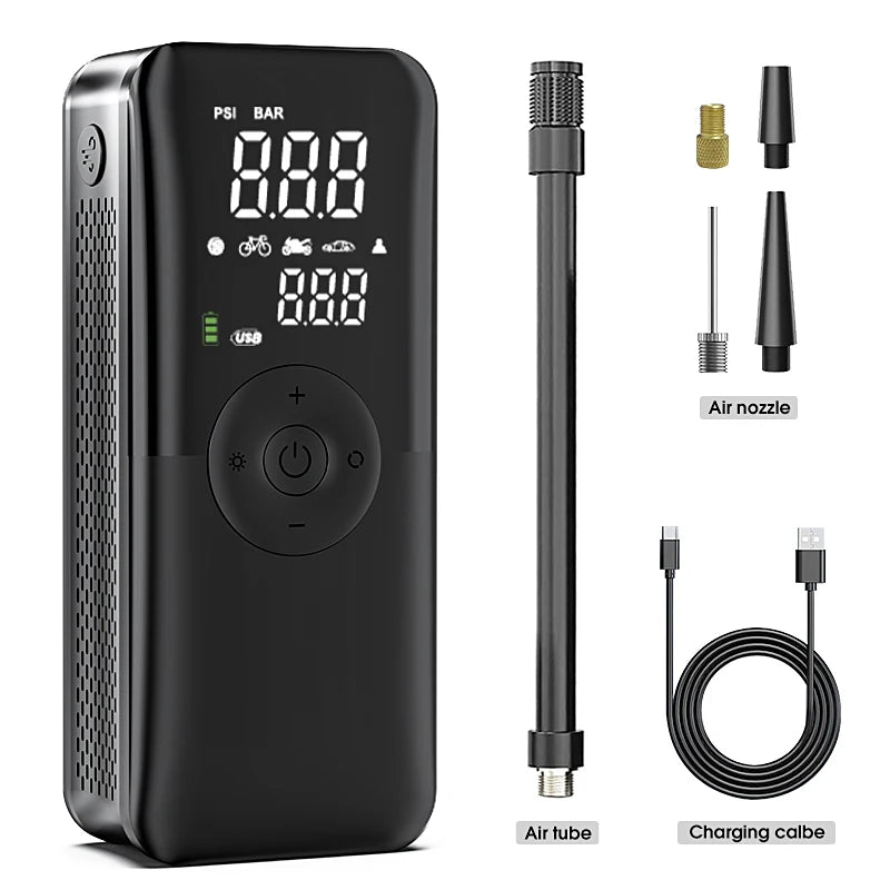 Rechargeable Cordless Tire Inflator with Digital Display