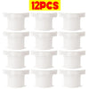 Twelve white non-slip sheet fixing clips or straps for securing bedding.