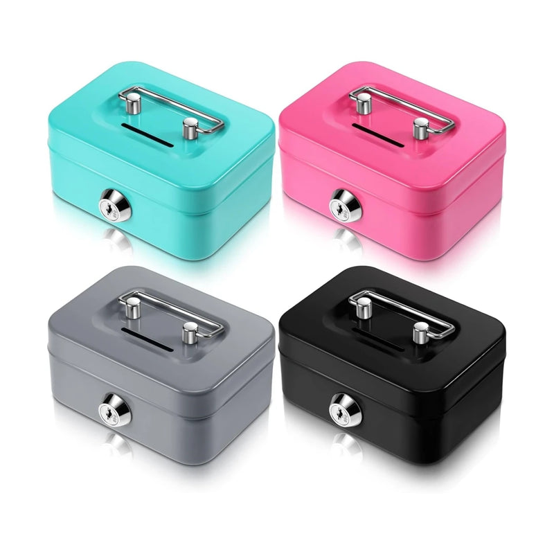 Compact Metal Key-Lock Money Box