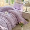 Seersucker Duvet Cover Set with Lace Trim