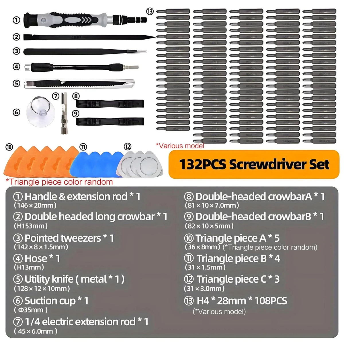 132-in-1 Precision Screwdriver Set with Color-Coded Bits and Magnetic Case