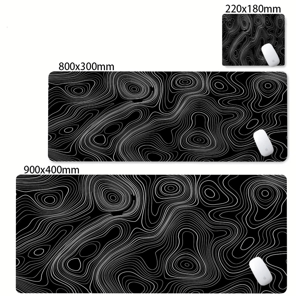 Large Abstract Desk Mat with Stitched Edges
