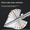 A close-up of an adjustable angle shear tool demonstrating various cutting angles on a scale.