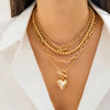 Gold Heart Pendant Choker Necklace