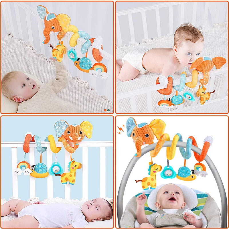 Soft Car Seat & Stroller Toy Set with Mirror, Crinkle, and Squeaky Sounds