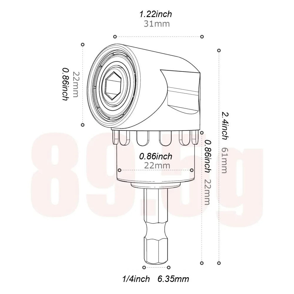 105° Right Angle Drill Attachment with Hex Shank Socket Adapter Set