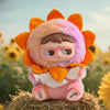 A pink and orange MONBOO Emotional Weather Station collectible blind box keychain with soft fur ears