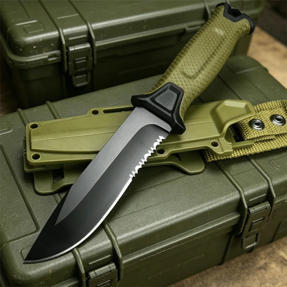 Full Tang Fixed Blade Knife with Ergonomic Rubber Handle