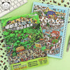 A colorful sticker book featuring miniature scenes and craft elements for building dioramas.
