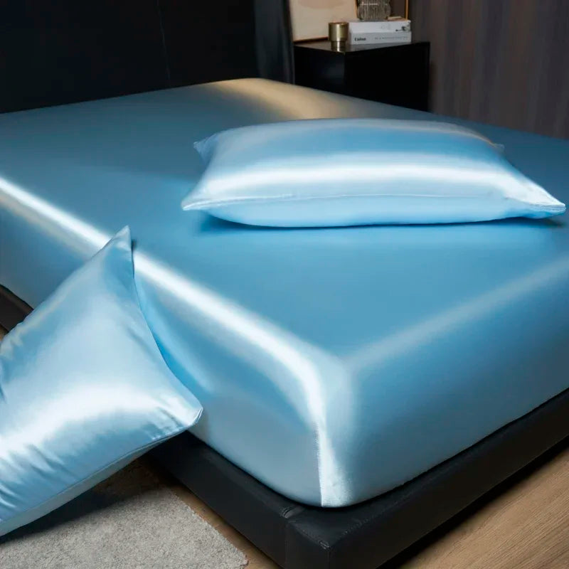 Luxury Satin Fitted Sheet Set with Pillowcases