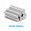 A pile of silver refrigerator magnets, measuring 10x2mm and consisting of 50 pieces.