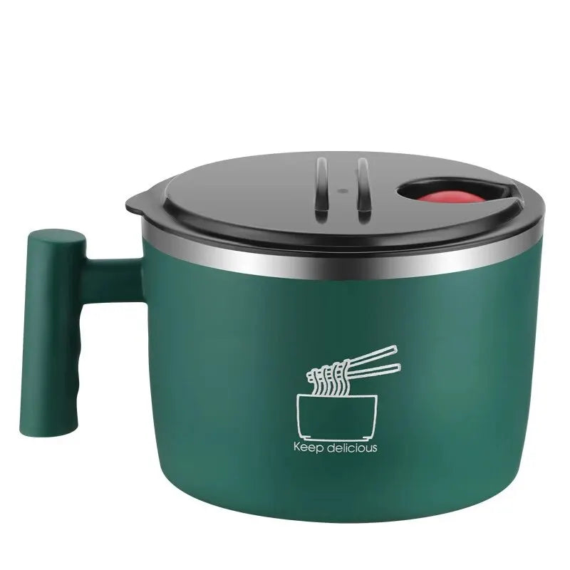 Portable Stainless Steel Noodle Bowl with Draining Lid