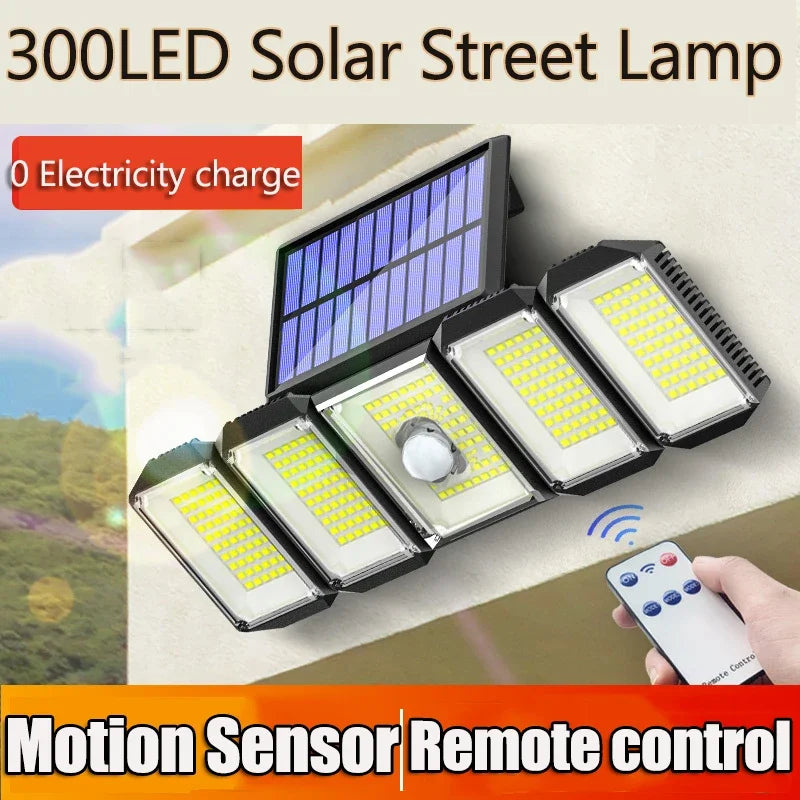 300 LED Solar Motion Sensor Outdoor Wall Lamp
