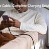 A person is using a multi USB-C cable to charge a smartphone, demonstrating a complete charging solution.