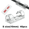 Clear plastic self-adhesive cable clips in S size (10mm) quantity 40 pieces