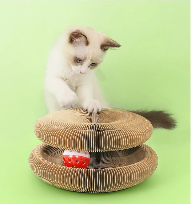 Foldable Cat Scratcher with Bell & Interactive Ball