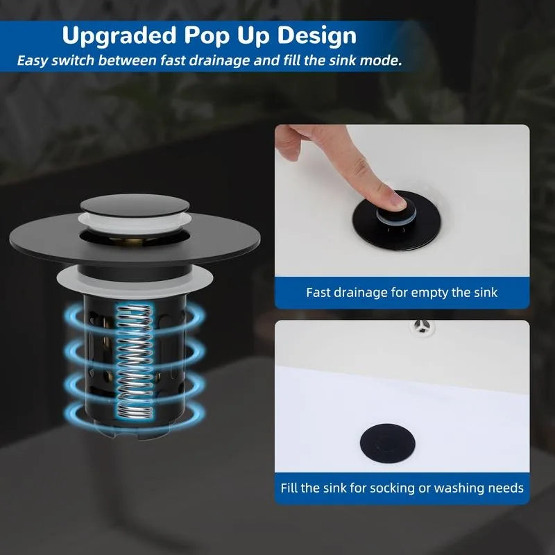 Universal Stainless Steel Sink Drain Filter with Spring-Loaded Stopper